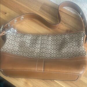 Coach Tan and Brown Shoulder Bag